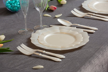 Pearl Round Plastic Plates - Scalloped Plate Pro Linens