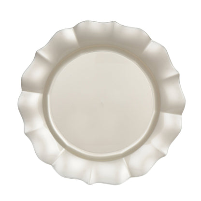 Pearl Round Plastic Plates - Scalloped Plate Pro Linens