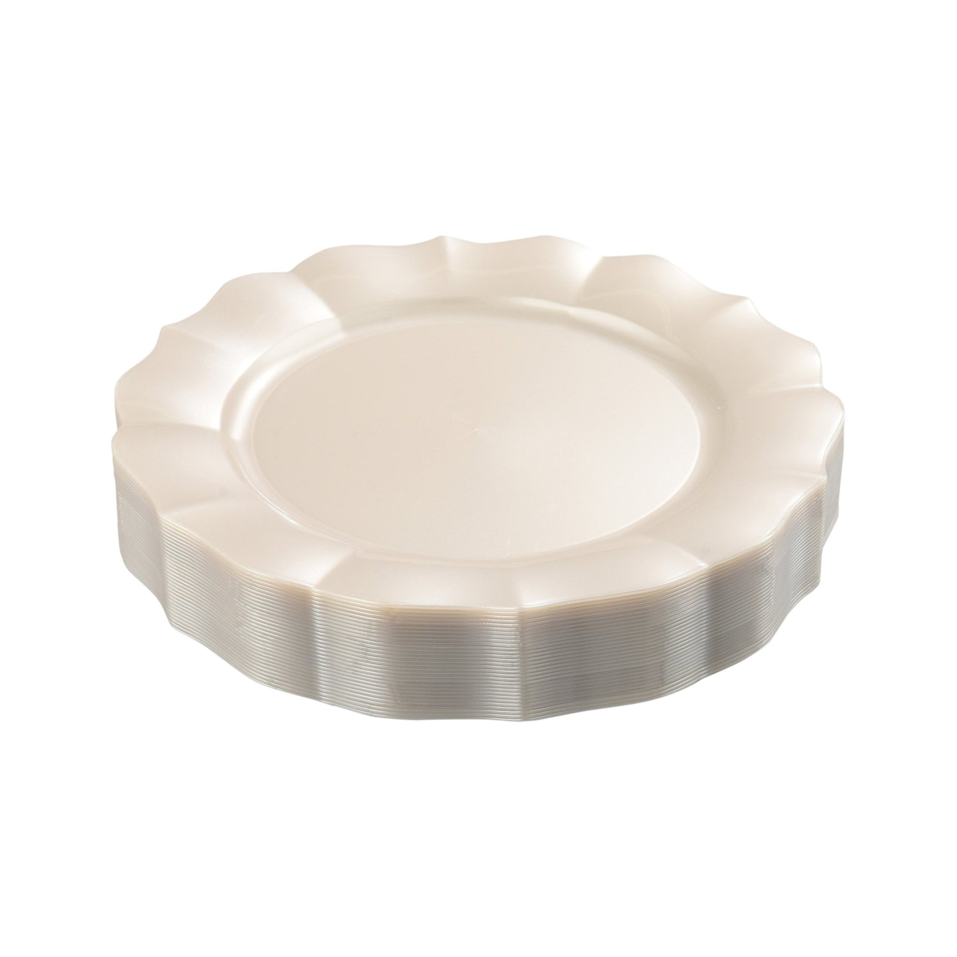 Pearl Round Plastic Plates - Scalloped Plate Pro Linens