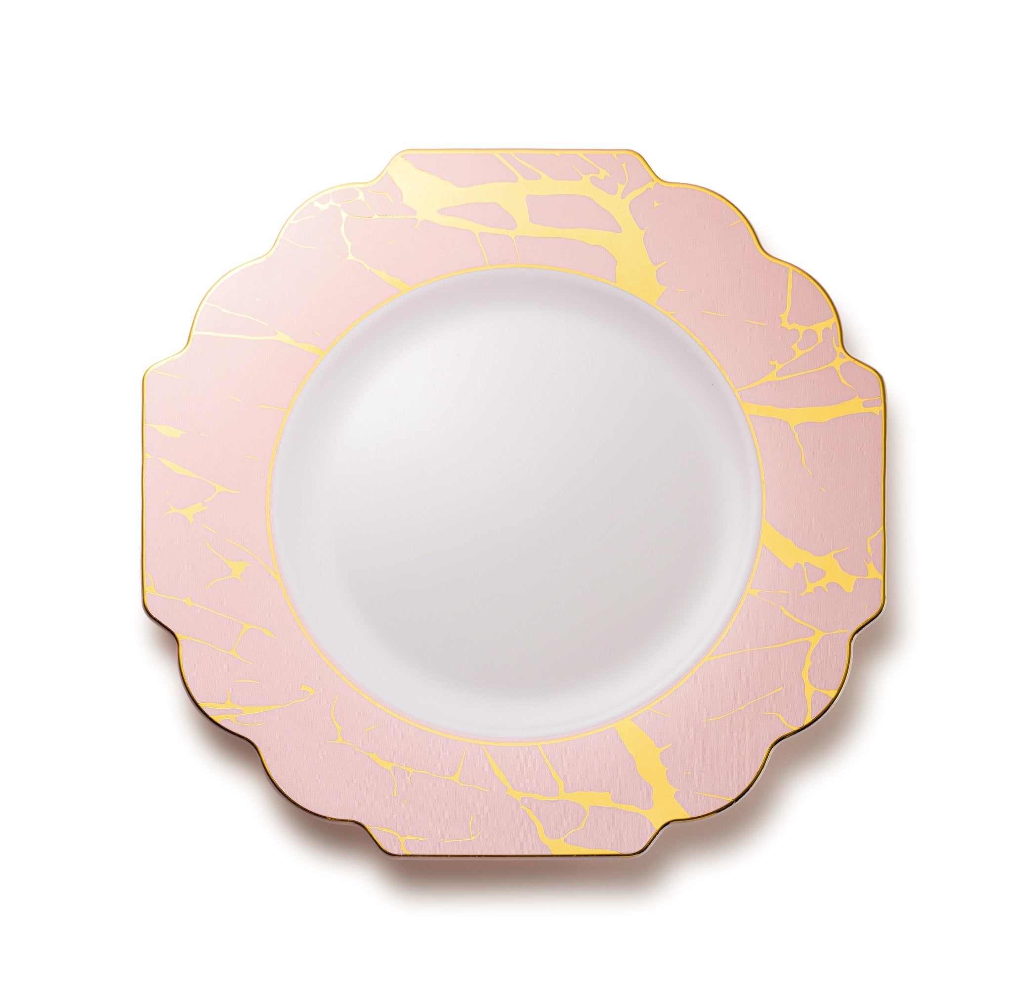 Pink and Gold Marble Plastic Plates 10 Pack - Grand Plate Pro Linens