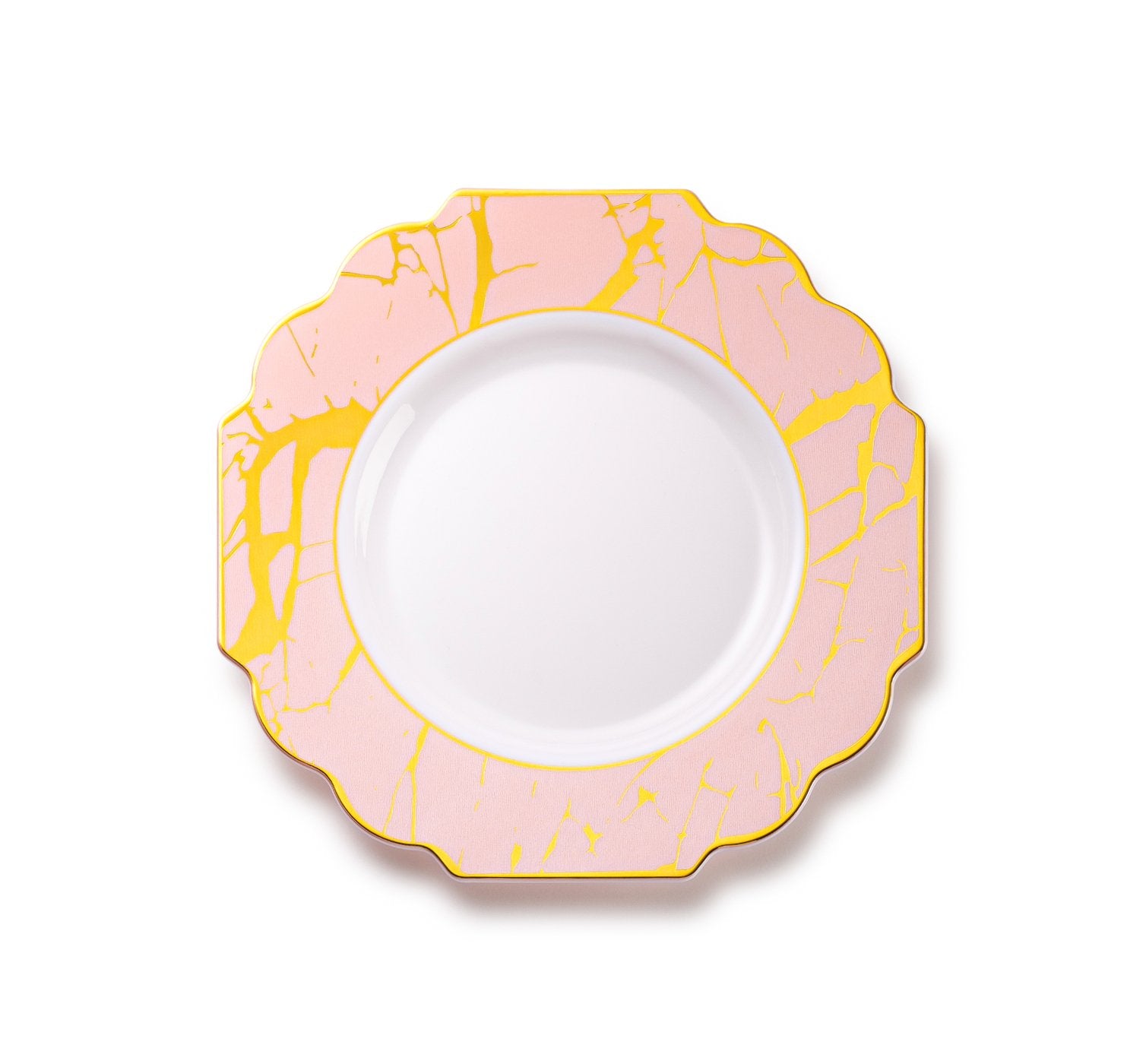 Pink and Gold Marble Plastic Plates 10 Pack - Grand Plate Pro Linens