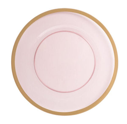 Pink and Gold Rim Chargers 13″ Round Plastic Charger Plate - 4 Pack - Pro Linens