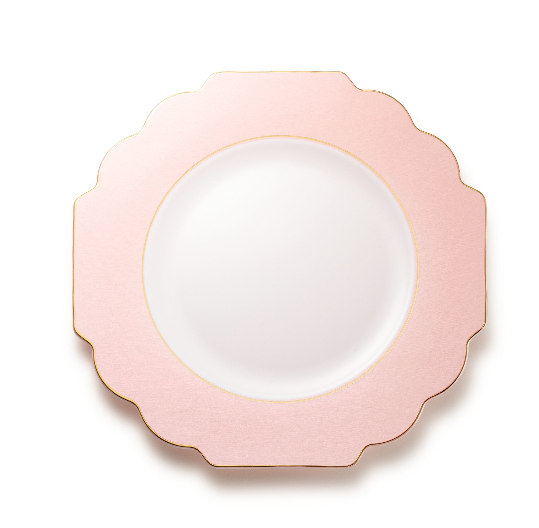 Pink and Gold Rim Plastic Plates 10 Pack - Grand Plate Pro Linens