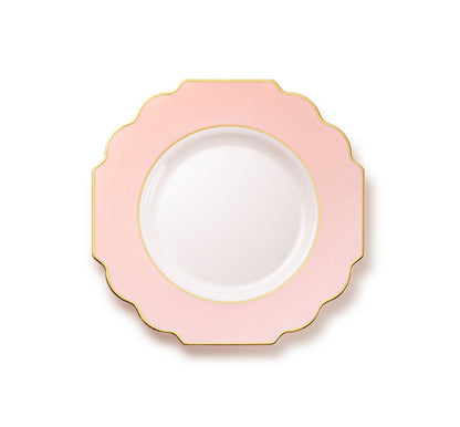 Pink and Gold Rim Plastic Plates 10 Pack - Grand Plate Pro Linens