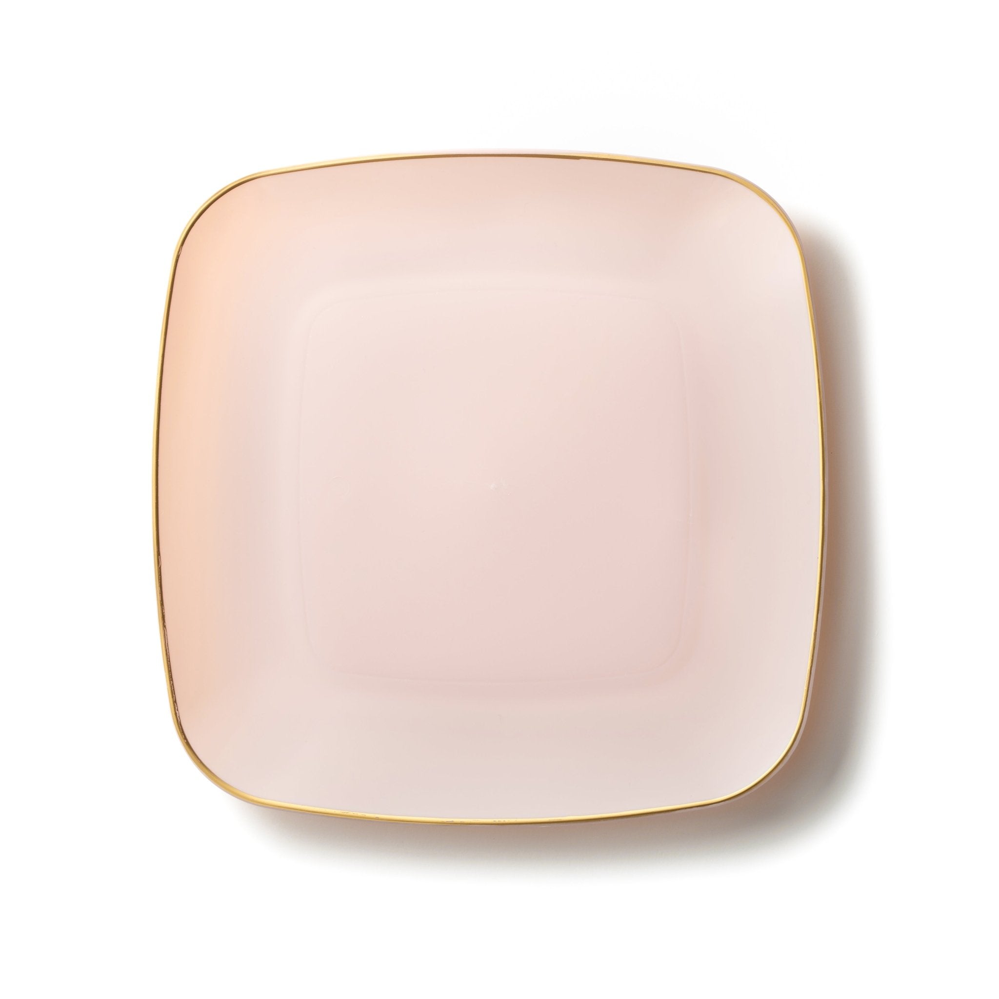 Pink and Gold Rim Square Plastic Plates 10 Pack - Classic Plate Pro Linens