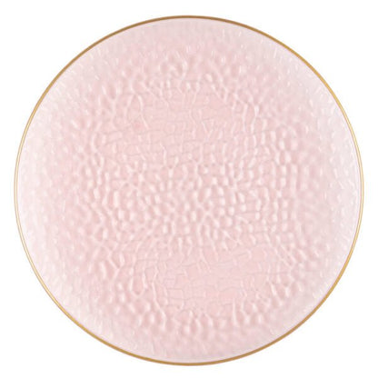 Pink and Gold Rim Transparent Hammered 13″ Round Plastic Charger Plate - 4 Pack - Pro Linens