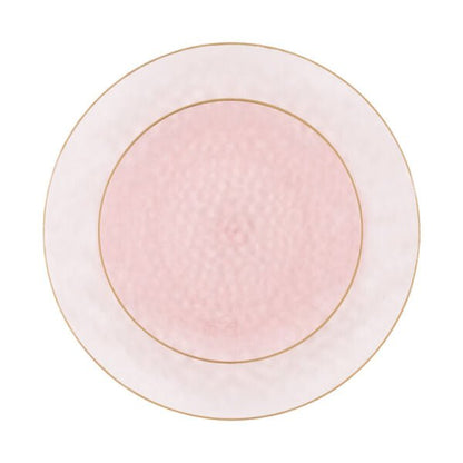 Pink and Gold Round Hammered Plastic Plates - Organic Hammered Plate Pro Linens