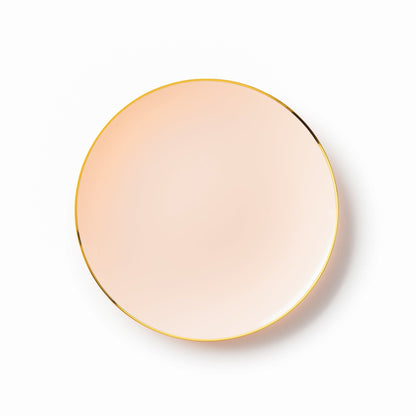 Pink and Gold Round Plastic Plates - Organic Plate Pro Linens