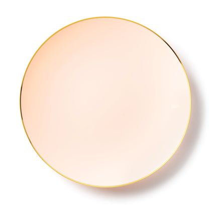 Pink and Gold Round Plastic Plates - Organic Plate Pro Linens