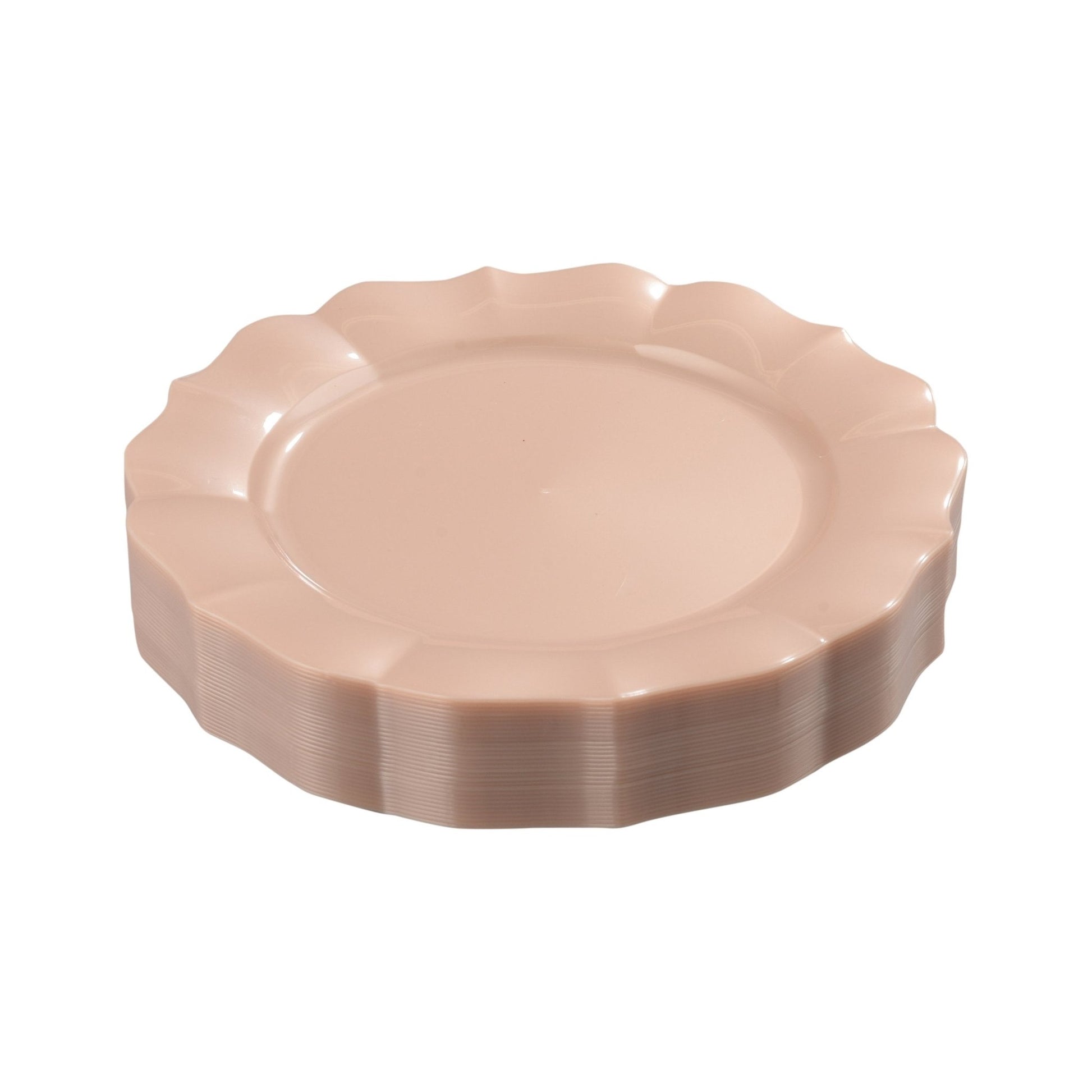 Pink Round Plastic Plates - Scalloped Plate Pro Linens