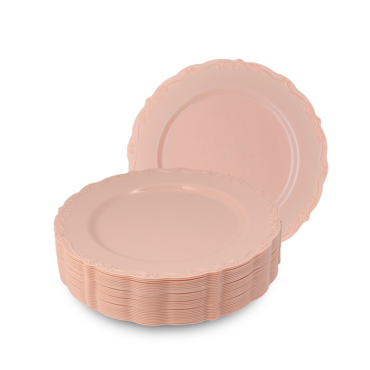 Pink Round Plastic Plates - Vintage Plate Pro Linens