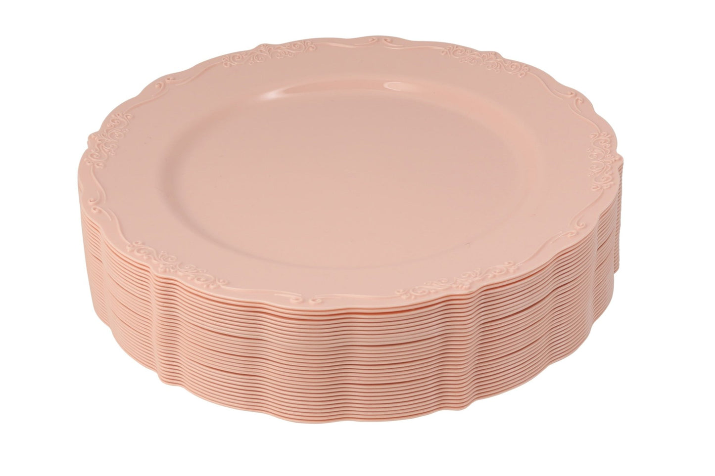 Pink Round Plastic Plates - Vintage Plate Pro Linens