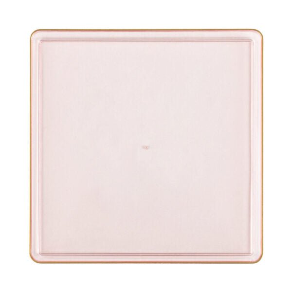 Pink Transparent and Gold Rim Square Plastic Plates - Square Edge Plate Pro Linens