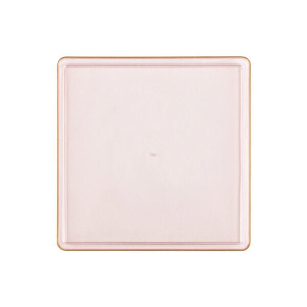 Pink Transparent and Gold Rim Square Plastic Plates - Square Edge Plate Pro Linens