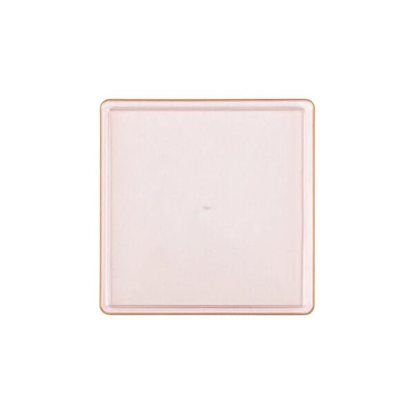 Pink Transparent and Gold Rim Square Plastic Plates - Square Edge Plate Pro Linens