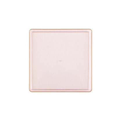 Pink Transparent and Gold Rim Square Plastic Plates - Square Edge Plate Pro Linens