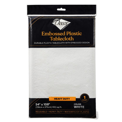 Plastic Tablecloth Embossed White 54″x108″ - Pro Linens