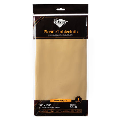 Plastic Tablecloth Gold 54″x108″ - Pro Linens