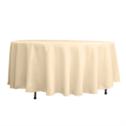 Polyester 108" Round Tablecloth Beige - Wrinkle-Resistant Table Cover Pro Linens