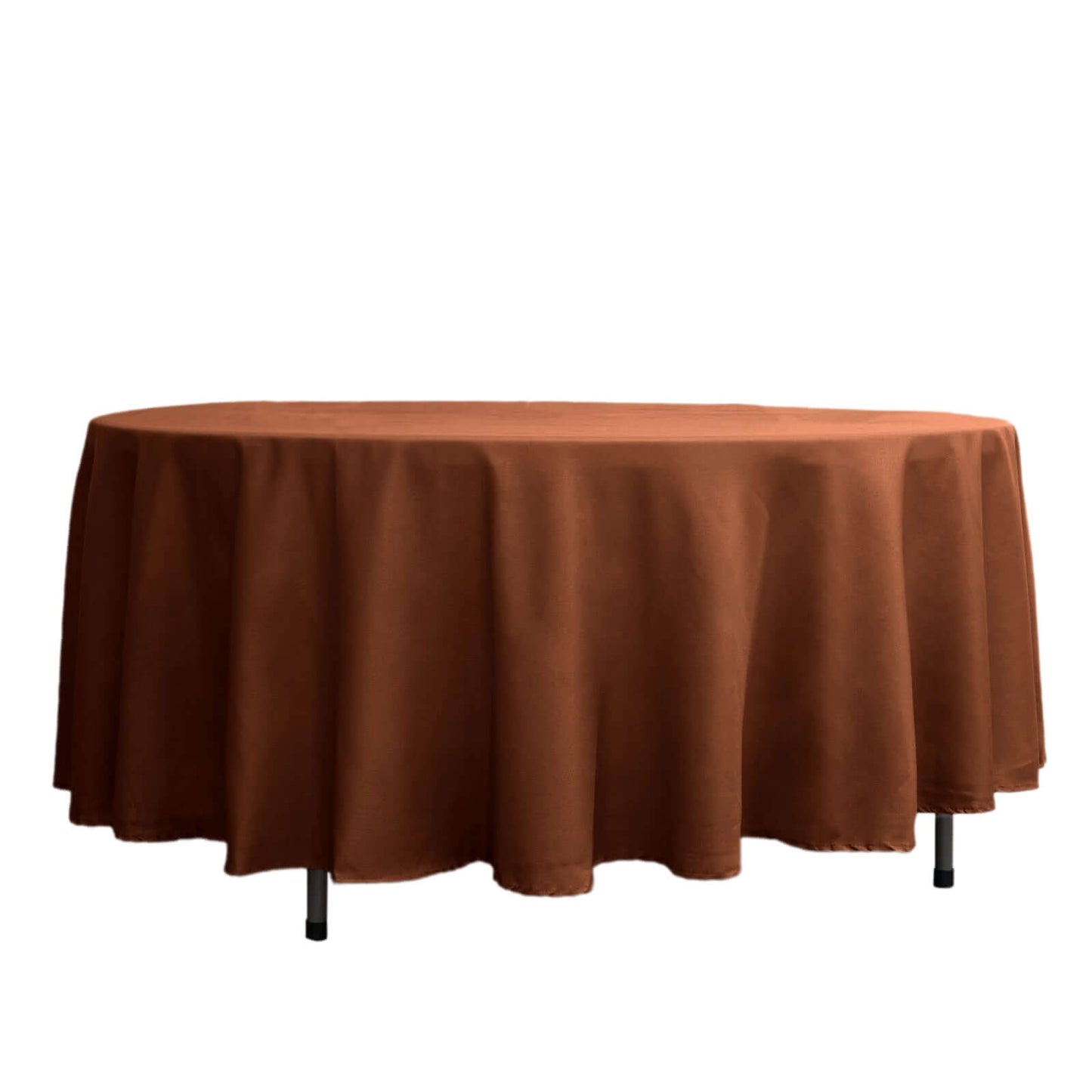 Polyester 108" Round Tablecloth Cinnamon Brown - Wrinkle-Resistant Table Cover Pro Linens