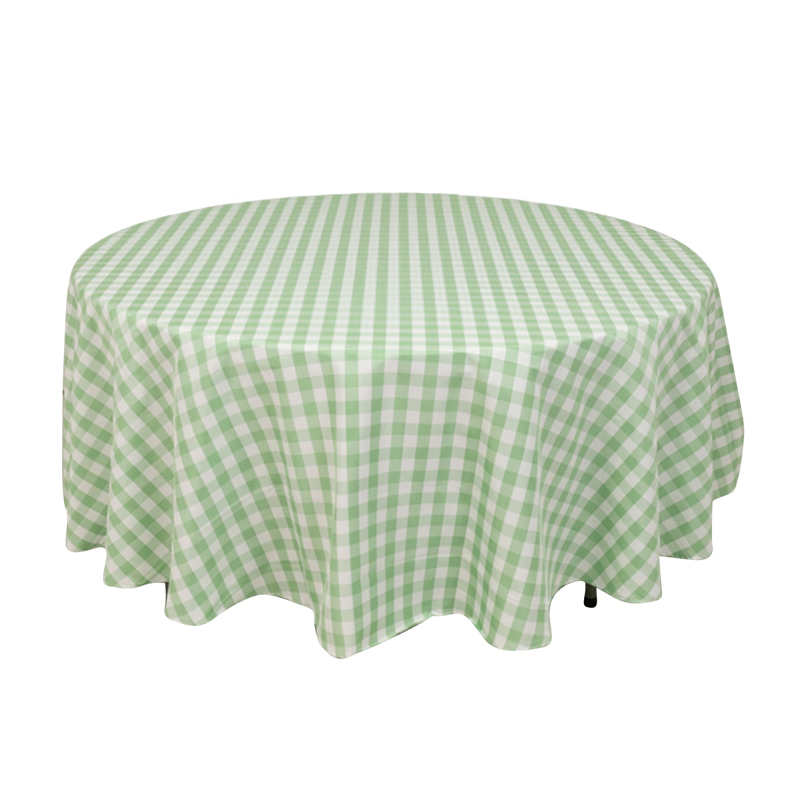 Polyester 108" Round Tablecloth White/Sage Green - Checkered Buffalo Plaid Table Cover Pro Linens