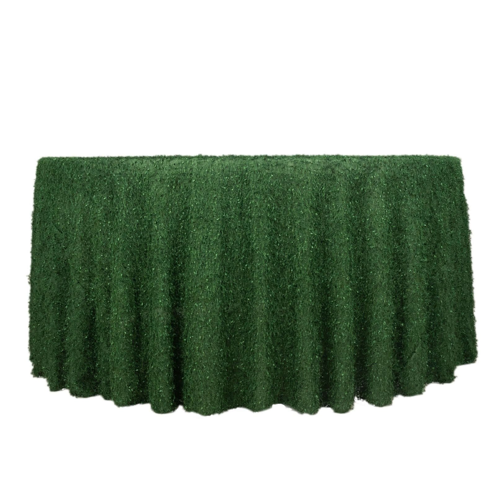 Polyester 120" Round Tablecloth Green with Shaggy Fringe Table Cover Pro Linens