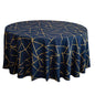 Polyester 120" Round Tablecloth Navy with Gold Foil Geometric Pattern Wrinkle-Resistant Seamless Table Cover Pro Linens