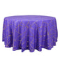 Polyester 120" Round Tablecloth Purple with Gold Foil Geometric Pattern Wrinkle-Resistant Seamless Table Cover Pro Linens