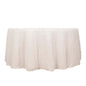 Polyester 120" Round Tablecloth White with Shaggy Fringe Design - Exquisite Table Cover Pro Linens