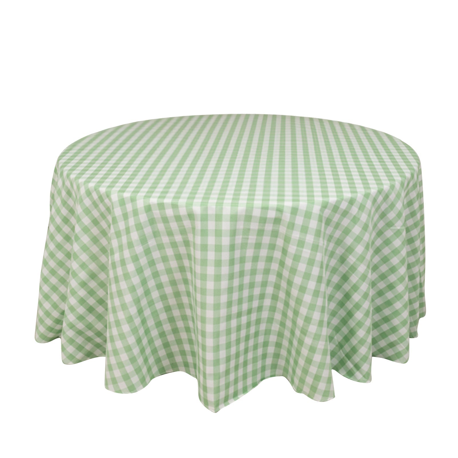 Polyester 120" Round Tablecloth White/Sage Green Seamless - Checkered Buffalo Plaid Table Cover Pro Linens