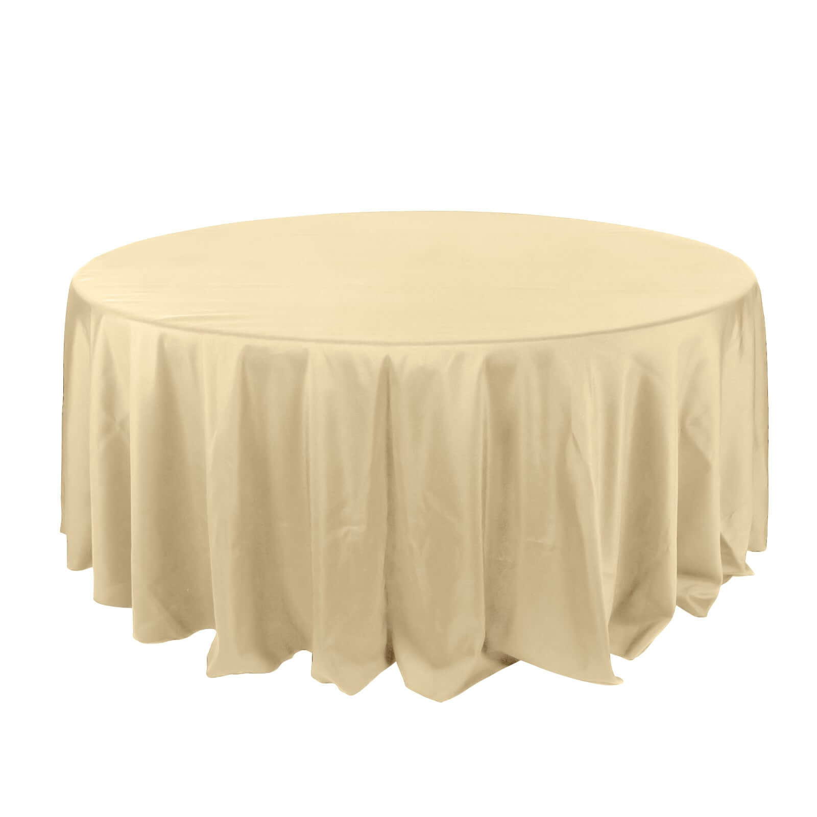 Polyester 132" Round Tablecloth Champagne - Seamless Chic Table Cover Pro Linens