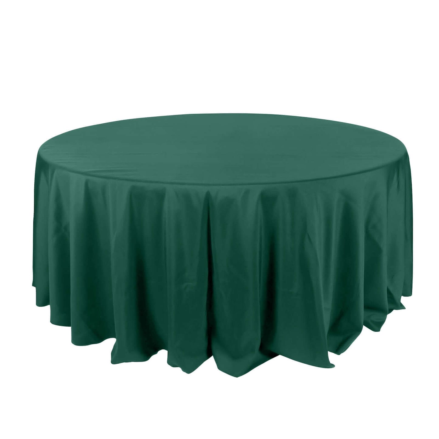 Polyester 132" Round Tablecloth Hunter Emerald Green - Seamless Chic Table Cover Pro Linens