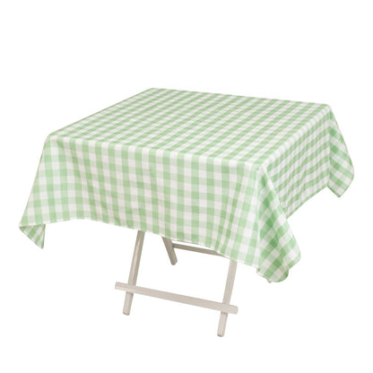 Polyester 54"x54" Square Tablecloth White/Sage Green - Checkered Buffalo Plaid Design for Casual Table Settings Pro Linens