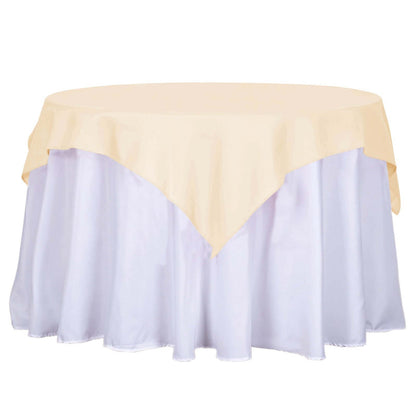 Polyester 54"x54" Table Overlay Square Tablecloth Beige - Wrinkle-Resistant & Durable Table Cover Pro Linens