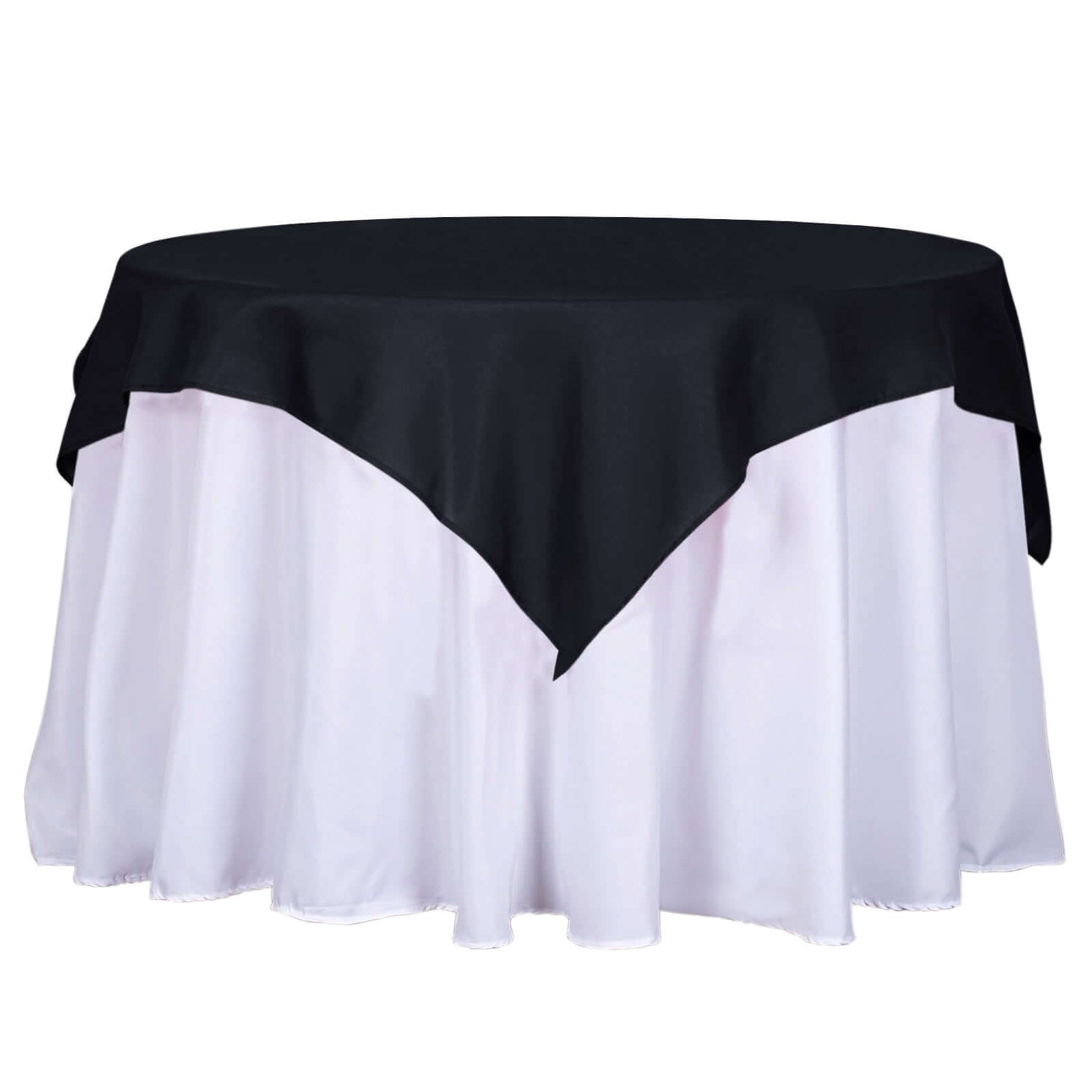 Polyester 54"x54" Table Overlay Square Tablecloth Black - Wrinkle-Resistant & Durable Table Cover for Events Pro Linens