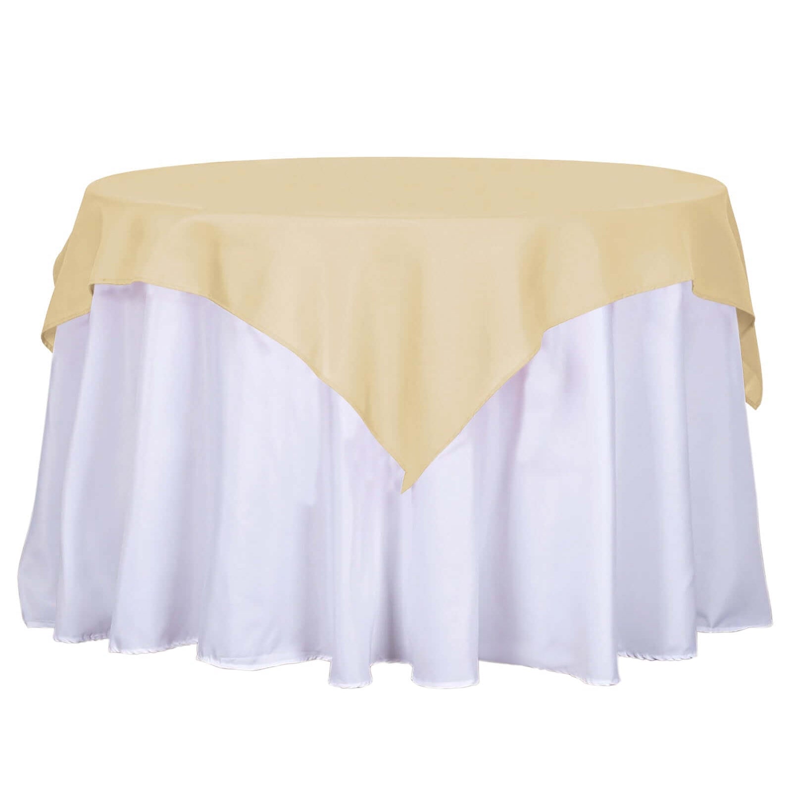 Polyester 54"x54" Table Overlay Square Tablecloth Champagne - Wrinkle-Resistant & Durable Table Cover Pro Linens