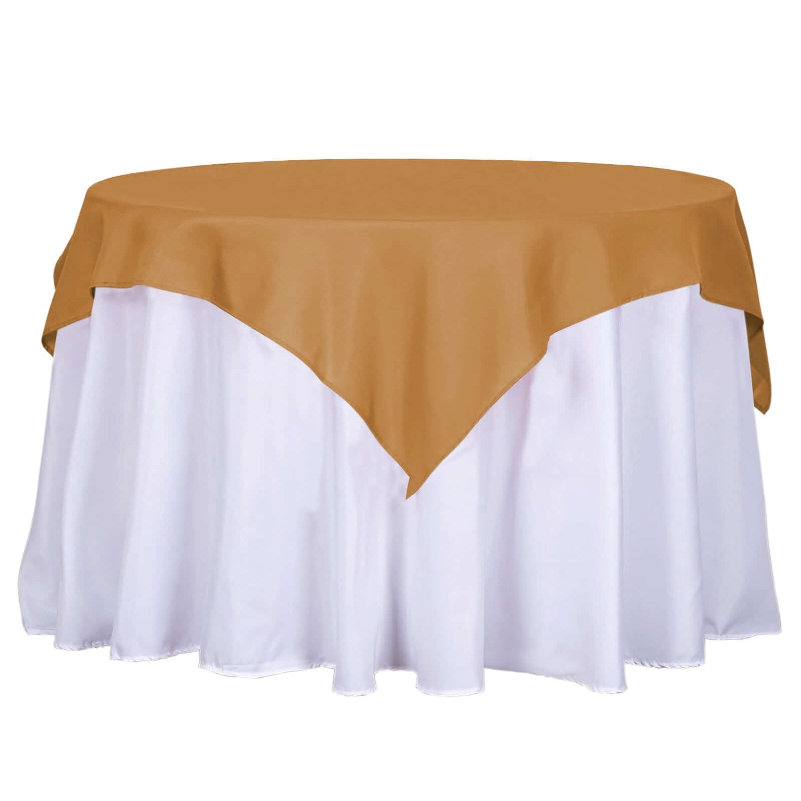 Polyester 54"x54" Table Overlay Square Tablecloth Gold - Wrinkle-Resistant & Durable Table Cover for Events Pro Linens