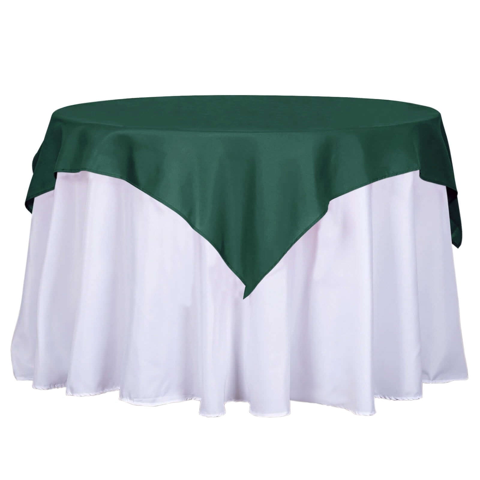 Polyester 54"x54" Table Overlay Square Tablecloth Hunter Emerald Green - Wrinkle-Resistant & Durable Table Cover Pro Linens