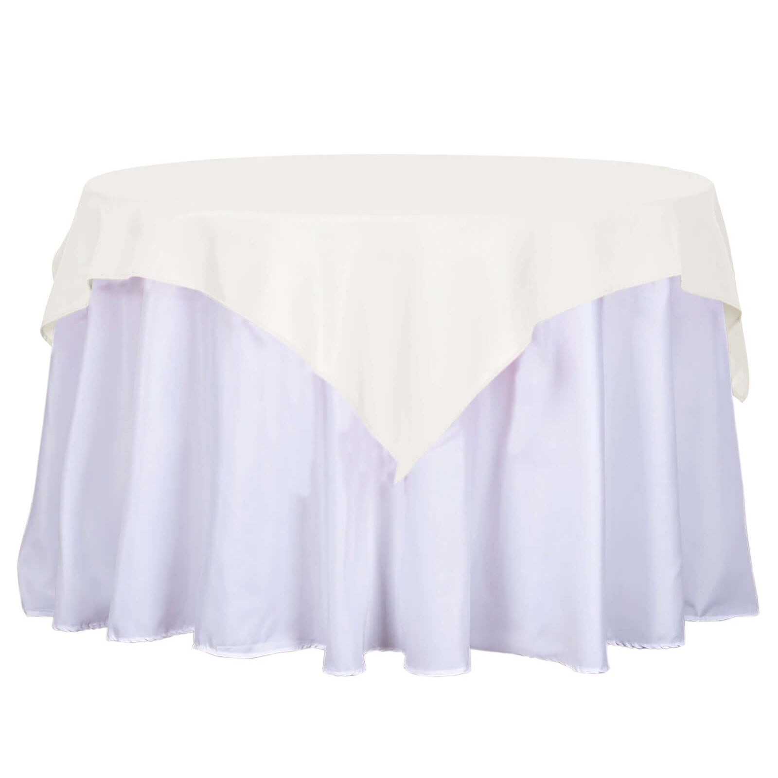 Polyester 54"x54" Table Overlay Square Tablecloth Ivory - Wrinkle-Resistant & Durable Table Cover Pro Linens