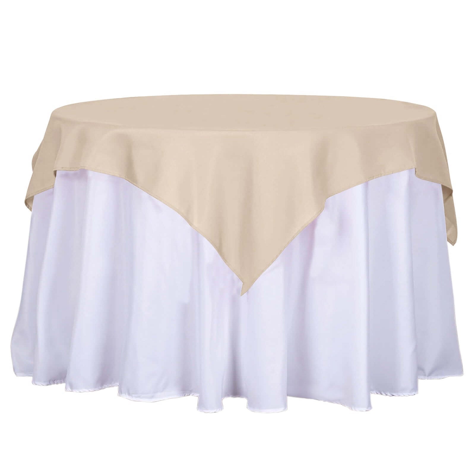 Polyester 54"x54" Table Overlay Square Tablecloth Nude - Wrinkle-Resistant & Durable Table Cover Pro Linens