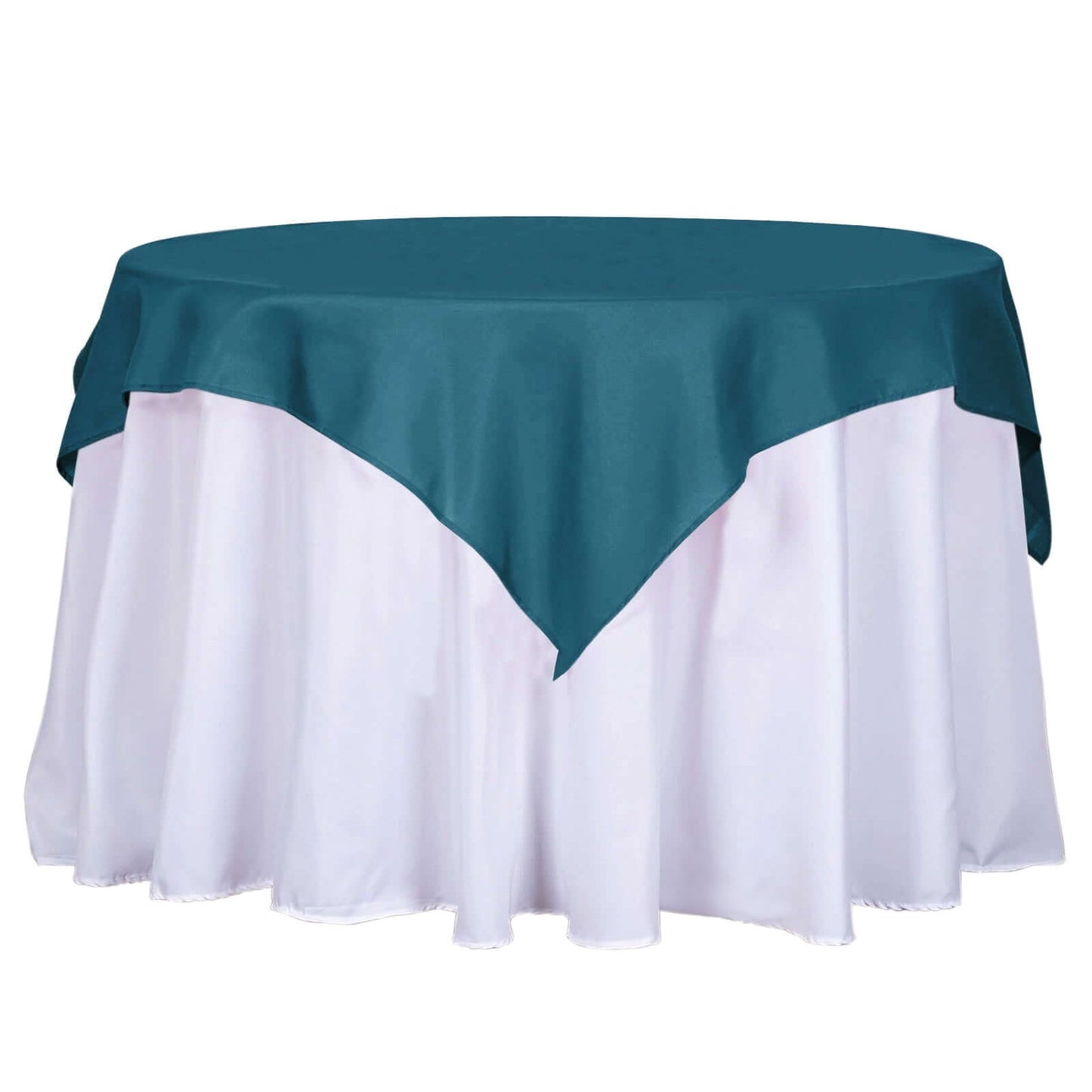 Polyester 54"x54" Table Overlay Square Tablecloth Peacock Teal - Wrinkle-Resistant & Durable Table Cover Pro Linens