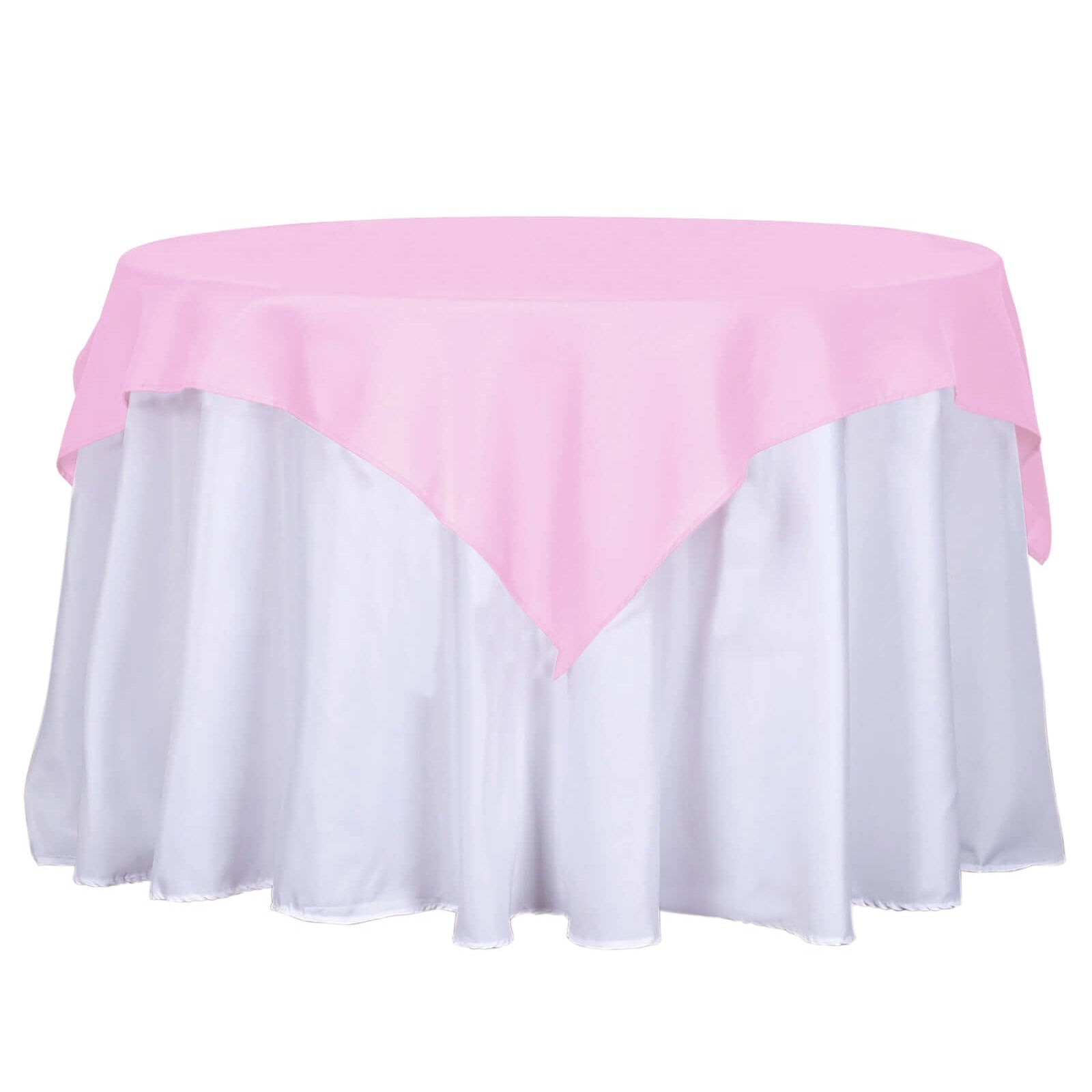 Polyester 54"x54" Table Overlay Square Tablecloth Pink - Wrinkle-Resistant & Durable Table Cover Pro Linens