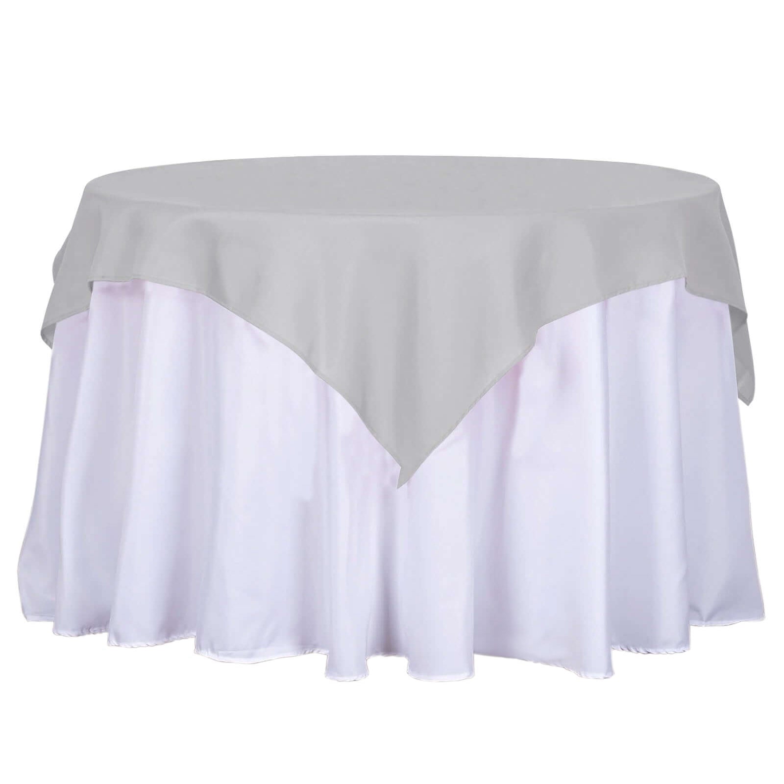 Polyester 54"x54" Table Overlay Square Tablecloth Silver - Wrinkle-Resistant & Durable Table Cover Pro Linens