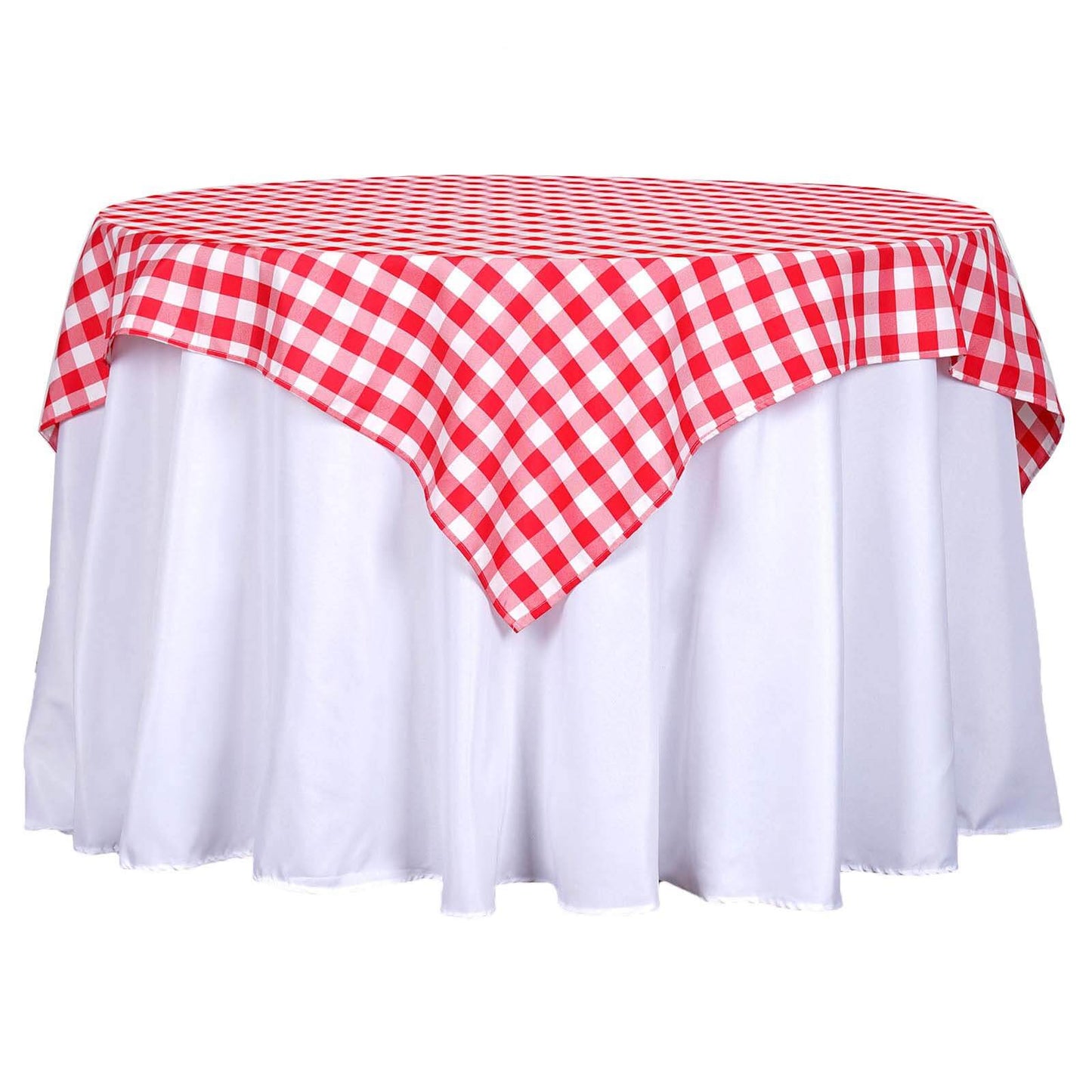 Polyester 54"x54" Table Overlay Square Tablecloth White/Red - Checkered Buffalo Plaid Design for Casual Table Settings Pro Linens