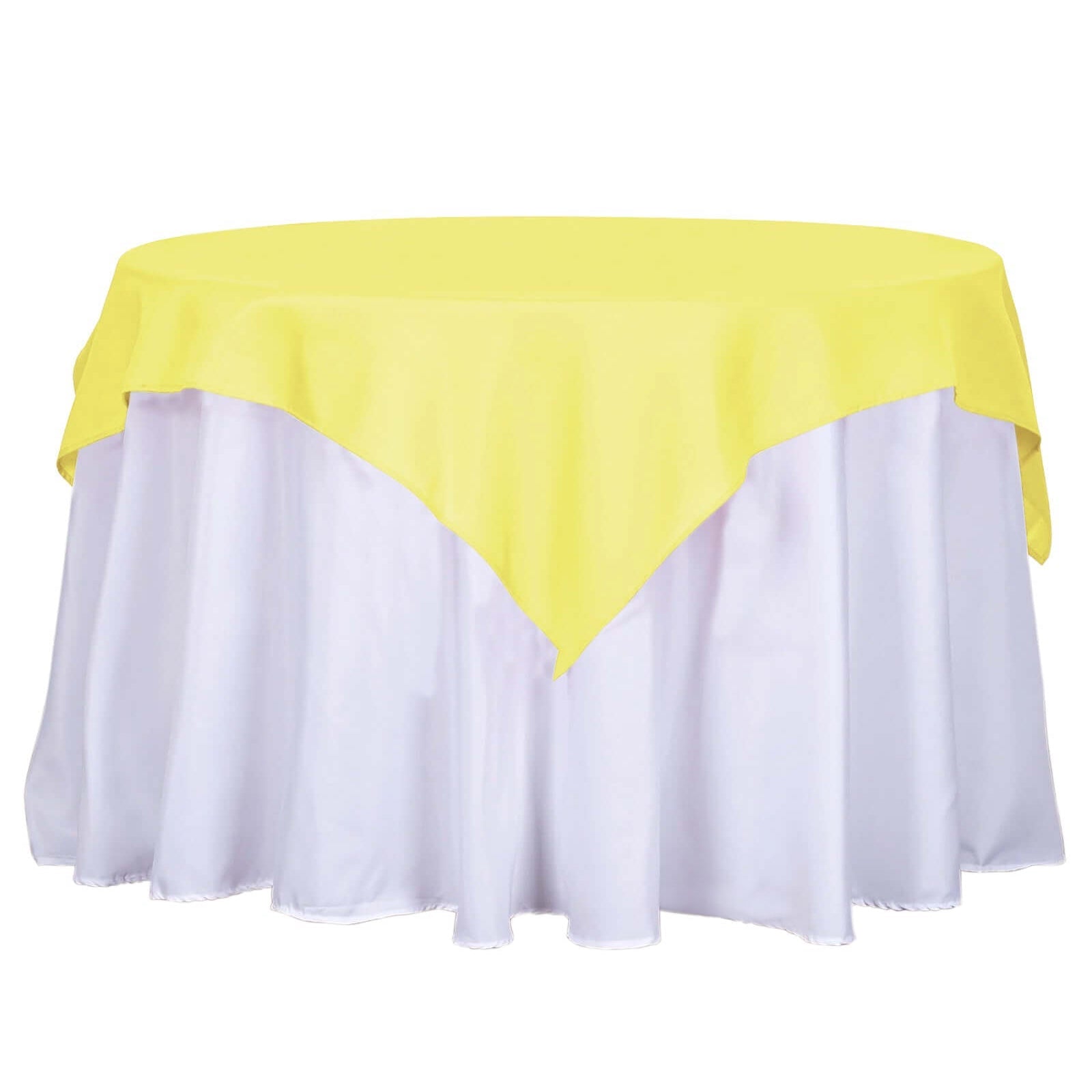 Polyester 54"x54" Table Overlay Square Tablecloth Yellow - Wrinkle-Resistant & Durable Table Cover Pro Linens