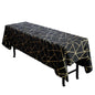 Polyester 60"x102" Rectangle Tablecloth Black with Gold Foil Geometric Pattern - Wrinkle-Resistant & Durable Table Cover Pro Linens