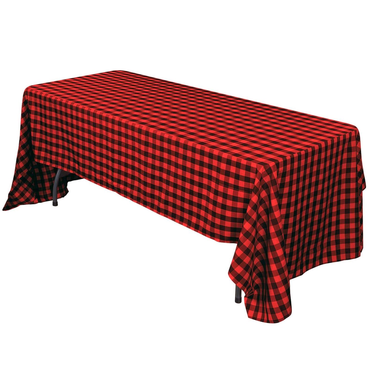 Polyester 60"x102" Rectangle Tablecloth Black/Red - Checkered Buffalo Plaid Design for Everyday Use - Pro Linens