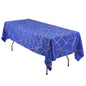 Polyester 60"x102" Rectangle Tablecloth Royal Blue with Gold Foil Geometric Pattern - Wrinkle-Resistant & Durable Table Cover Pro Linens