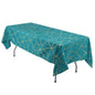 Polyester 60"x102" Rectangle Tablecloth Teal with Gold Foil Geometric Pattern - Wrinkle-Resistant & Durable Table Cover Pro Linens