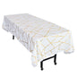 Polyester 60"x102" Rectangle Tablecloth White with Gold Foil Geometric Pattern - Wrinkle-Resistant and Durable Table Cover for Weddings & Events Pro Linens